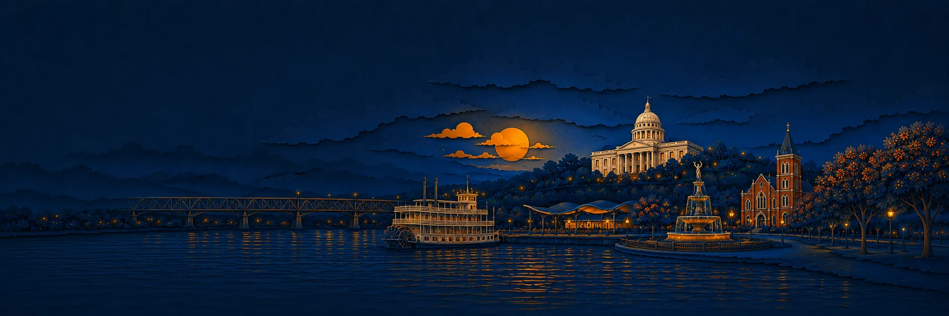 Paper cut illustration of Montgomery, Alabama landmarks