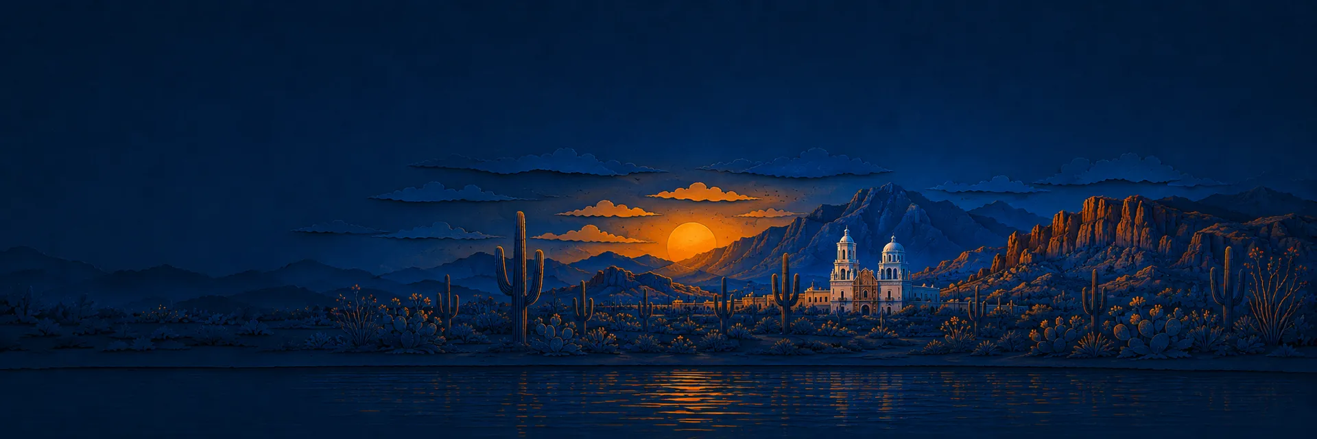 Paper cut illustration of Tucson, Arizona landmarks