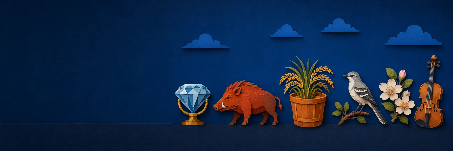 Paper cut illustration of Arkansas state symbols