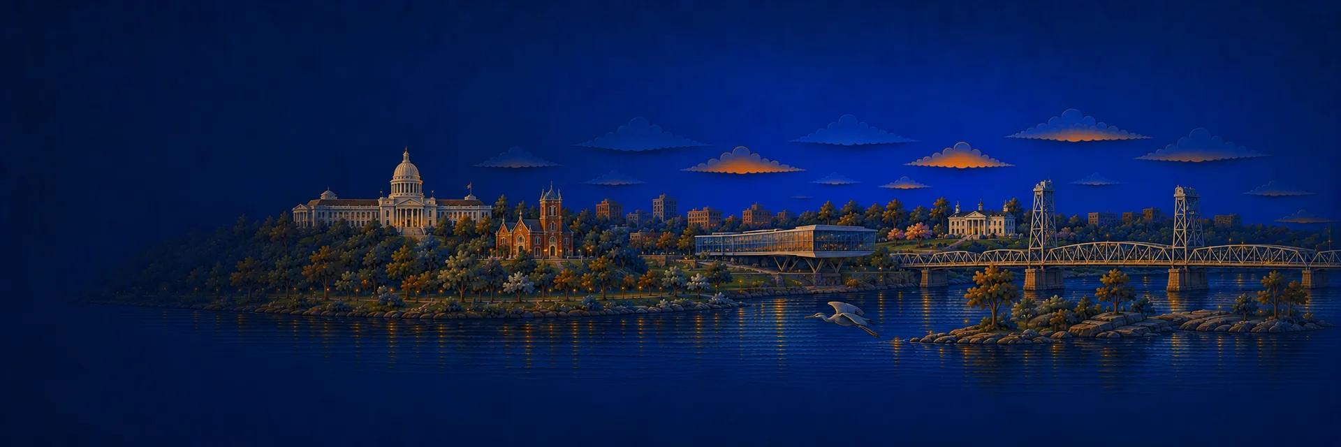 Paper cut illustration of Little Rock, Arkansas landmarks