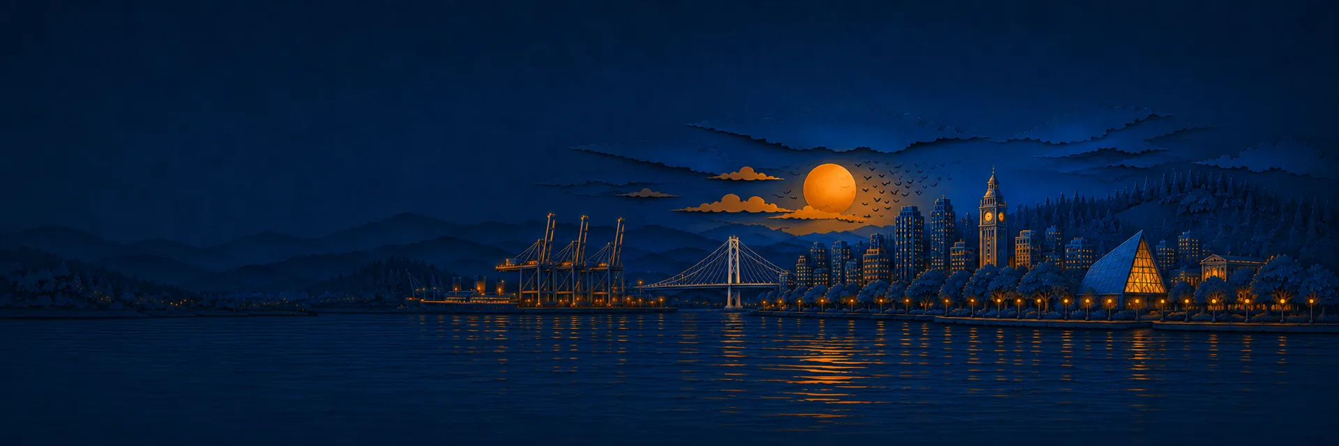 Paper cut illustration of Oakland, California landmarks