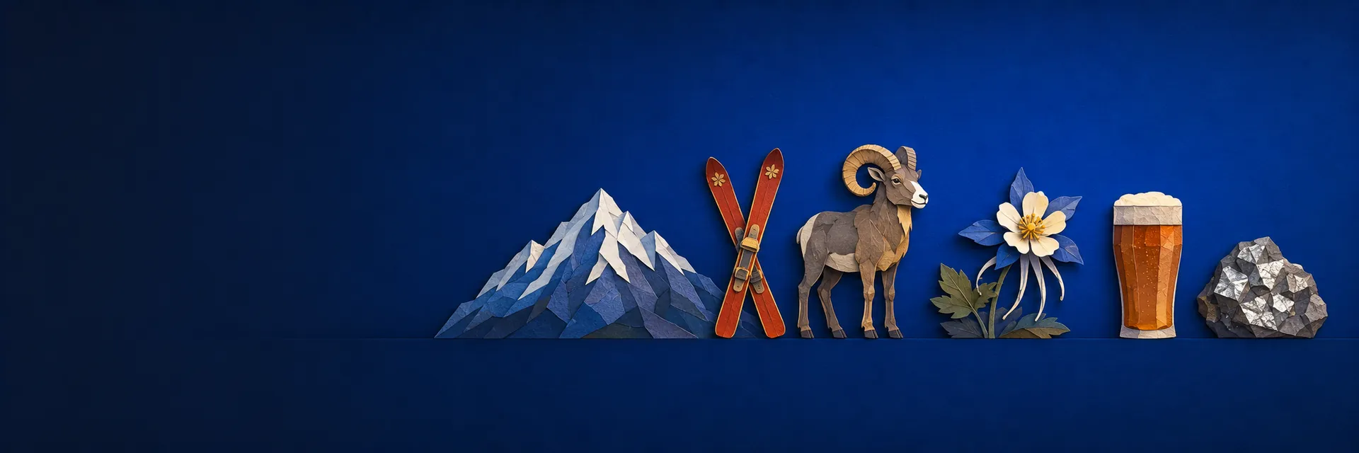 Paper cut illustration of Colorado state symbols