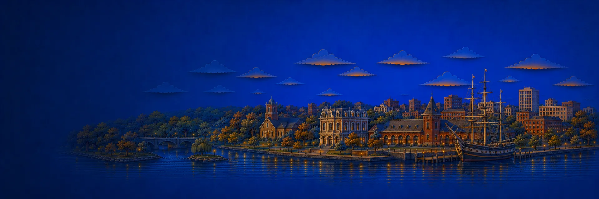 Paper cut illustration of Wilmington, Delaware landmarks