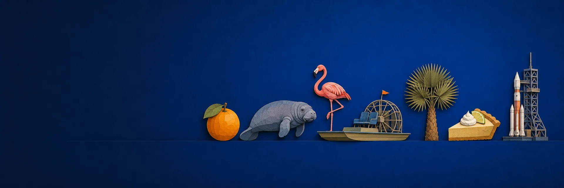 Paper cut illustration of Florida state symbols