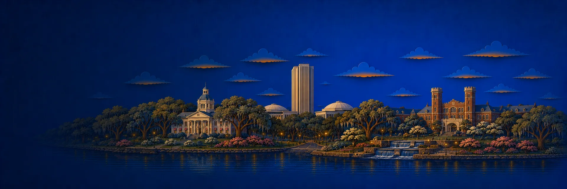 Paper cut illustration of Tallahassee, Florida landmarks
