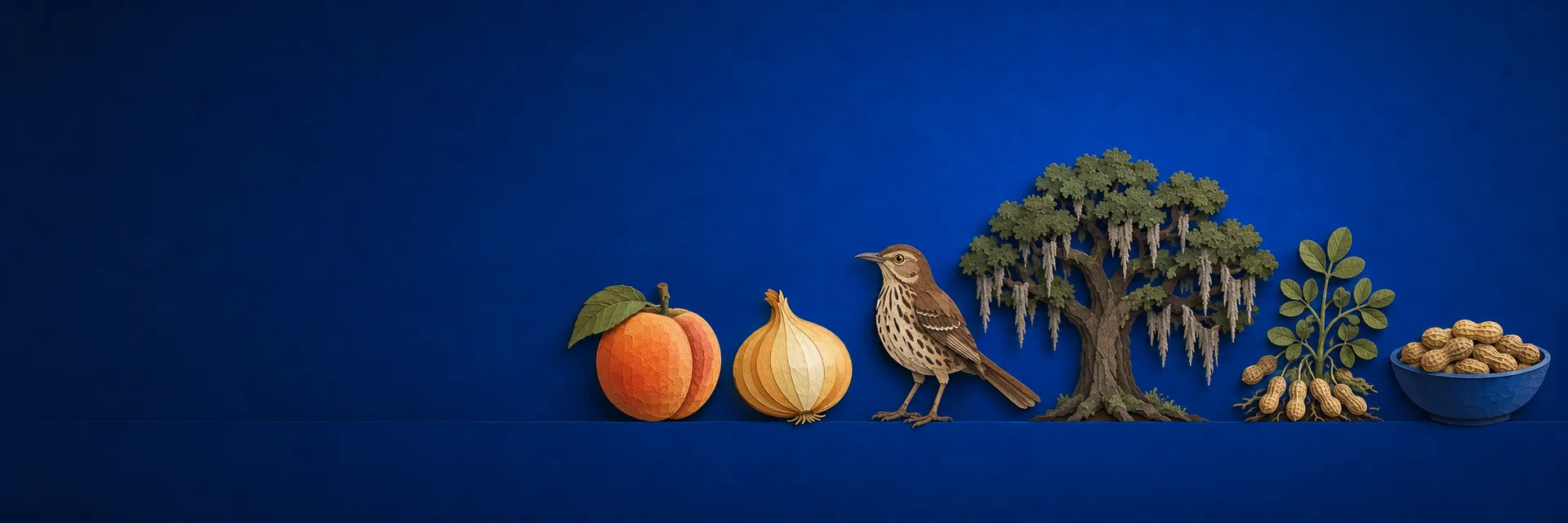 Paper cut illustration of Georgia state symbols