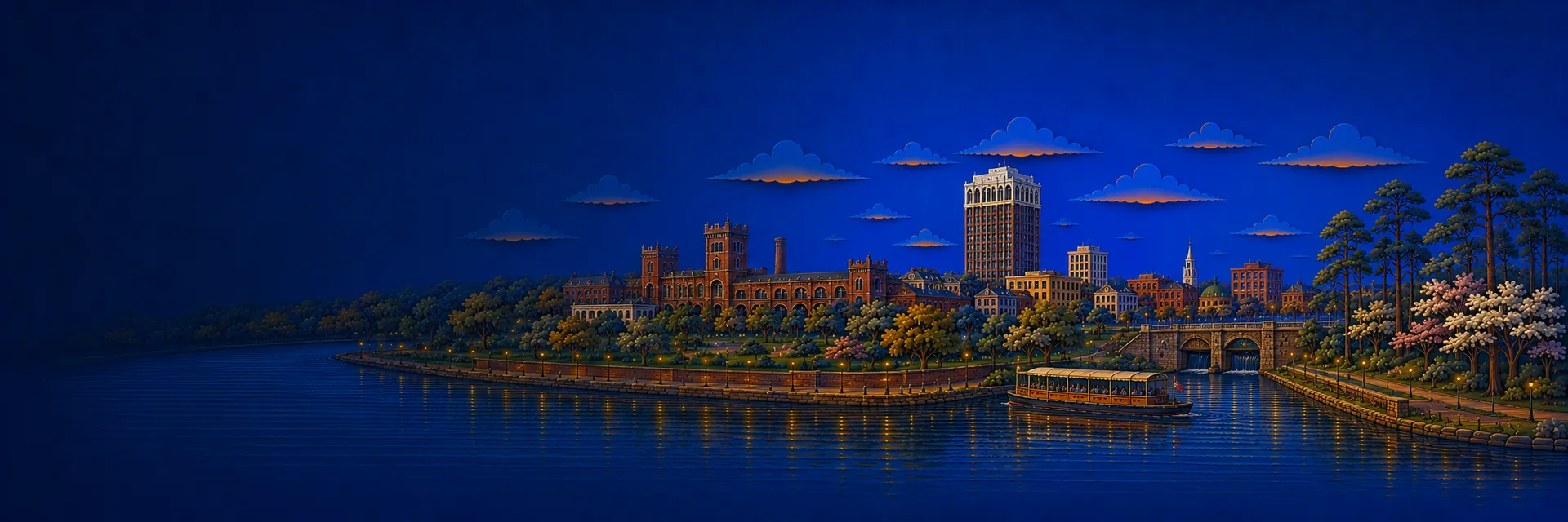 Paper cut illustration of Augusta, Georgia landmarks