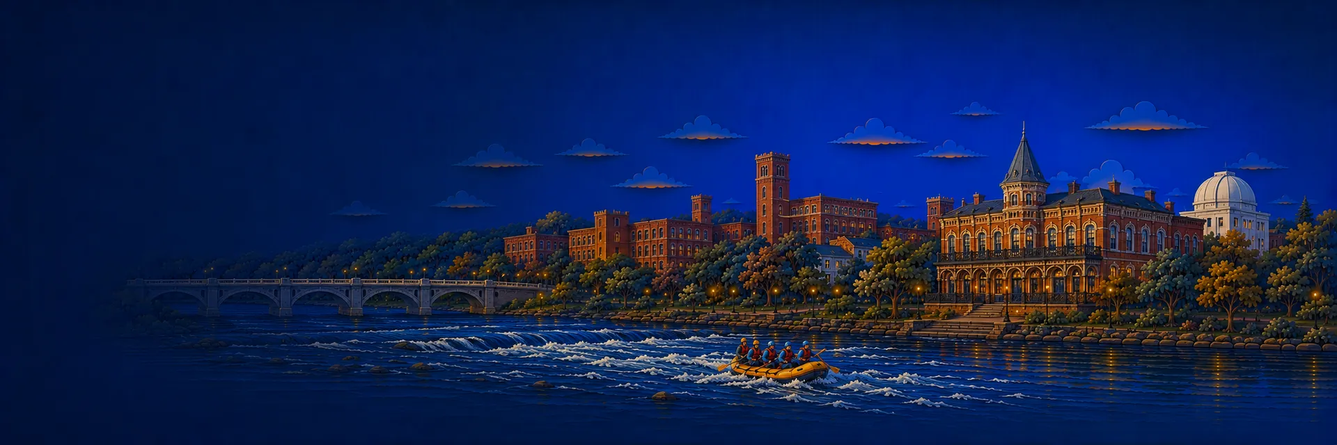 Paper cut illustration of Columbus, Georgia landmarks