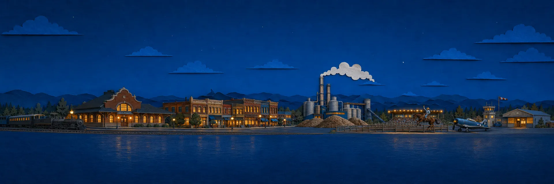 Paper cut illustration of Nampa, Idaho landmarks