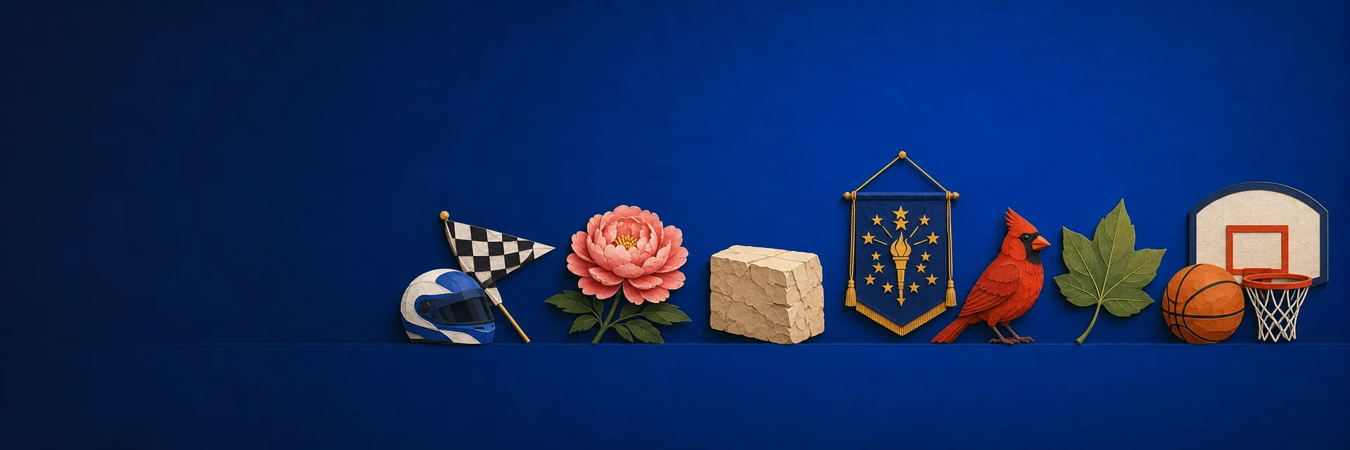 Paper cut illustration of Indiana state symbols