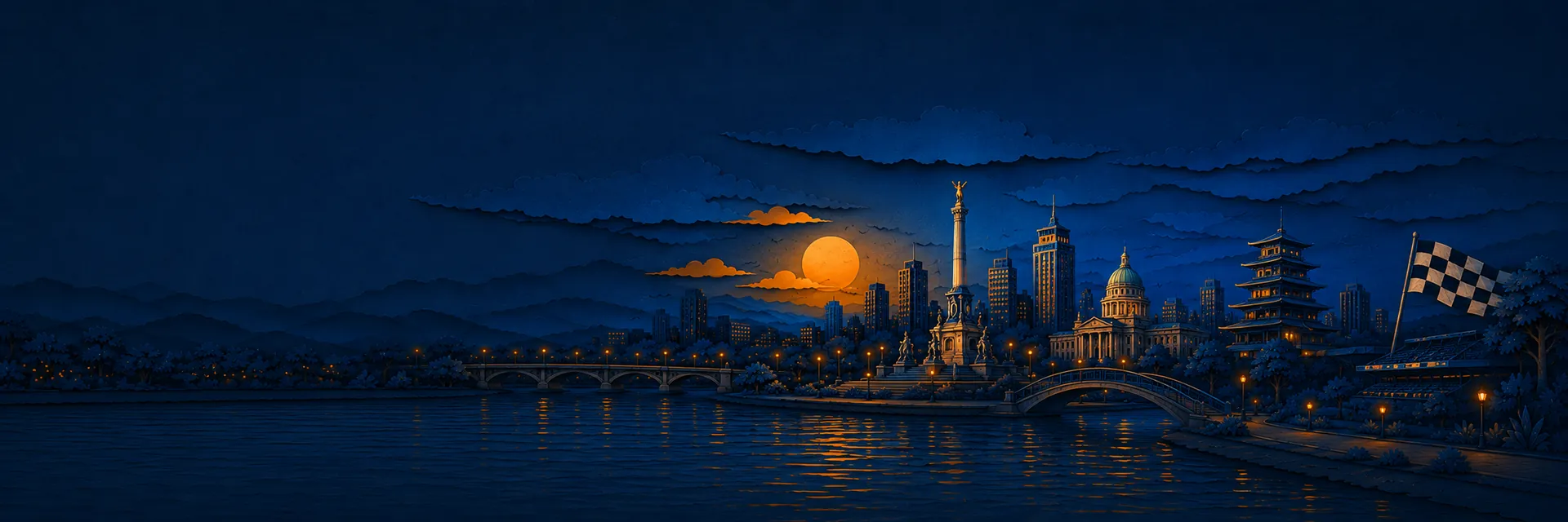 Paper cut illustration of Indianapolis, Indiana landmarks