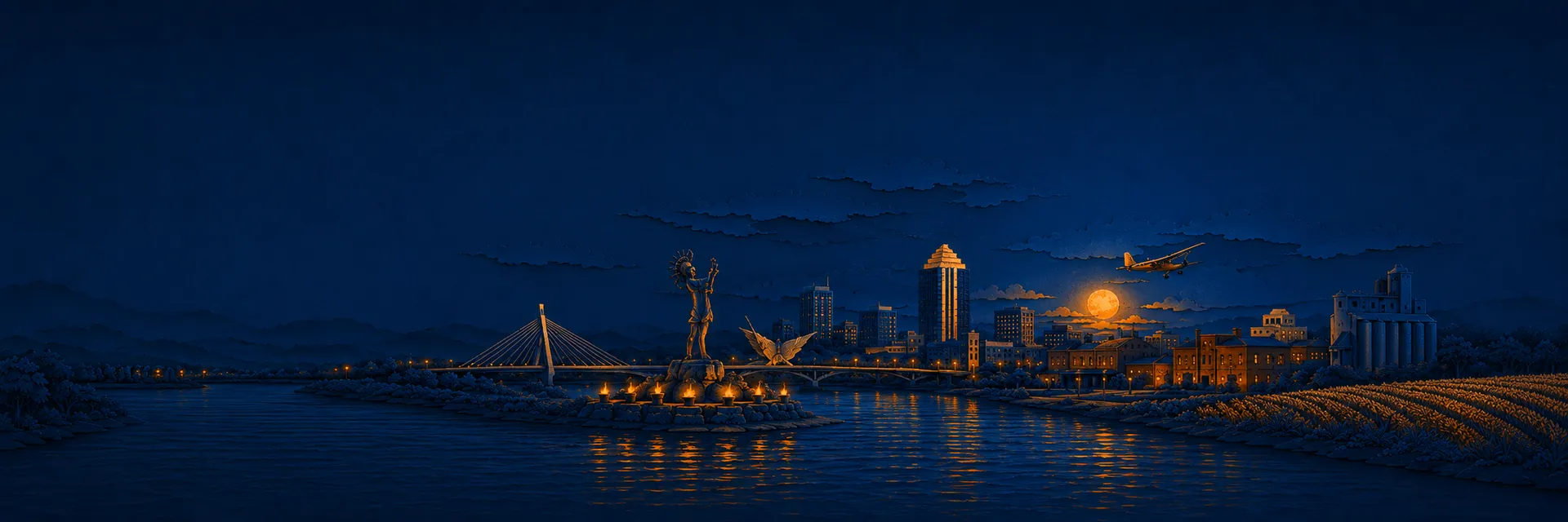 Paper cut illustration of Wichita, Kansas landmarks