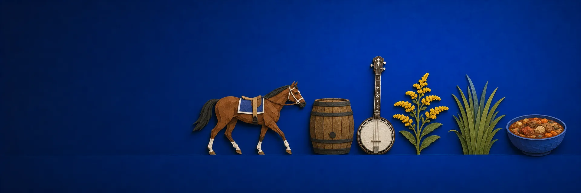 Paper cut illustration of Kentucky state symbols