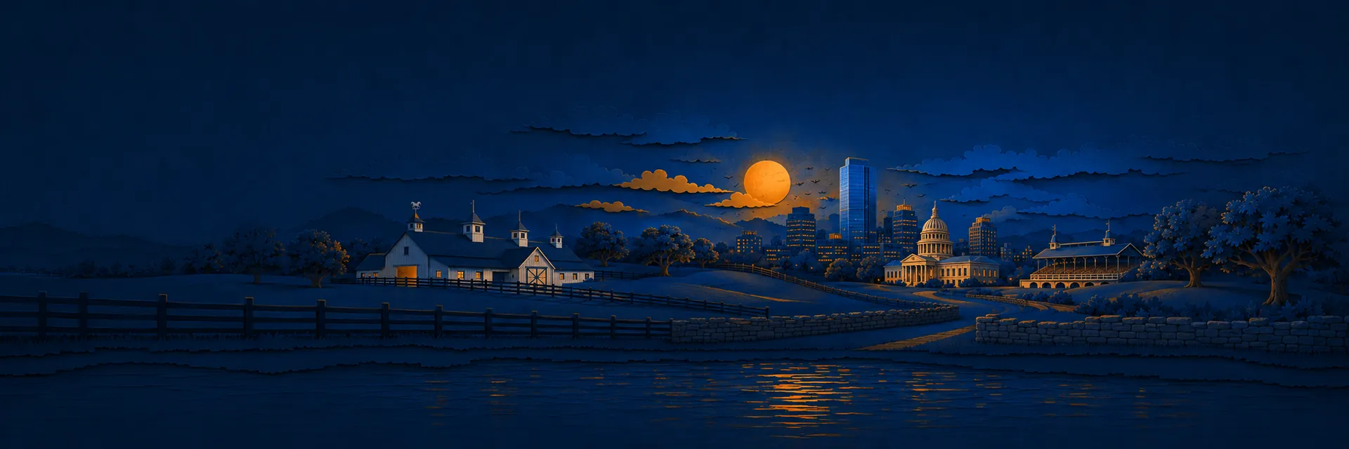 Paper cut illustration of Lexington, Kentucky landmarks