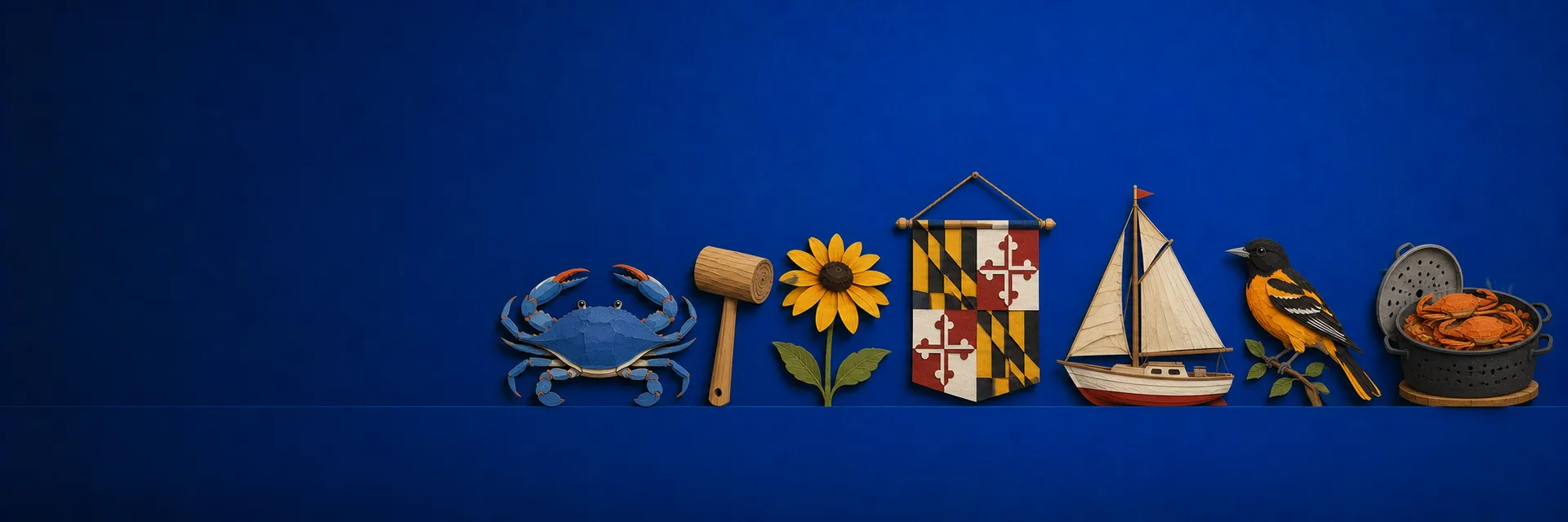Paper cut illustration of Maryland state symbols