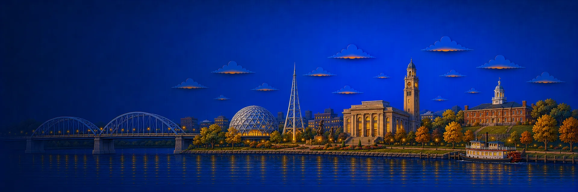 Paper cut illustration of Springfield, Massachusetts landmarks