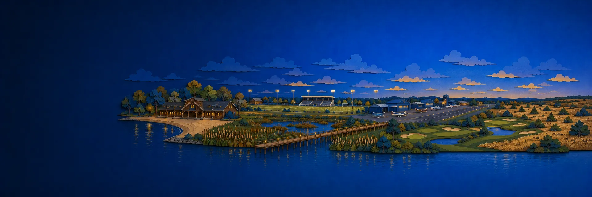 Paper cut illustration of Blaine, Minnesota landmarks