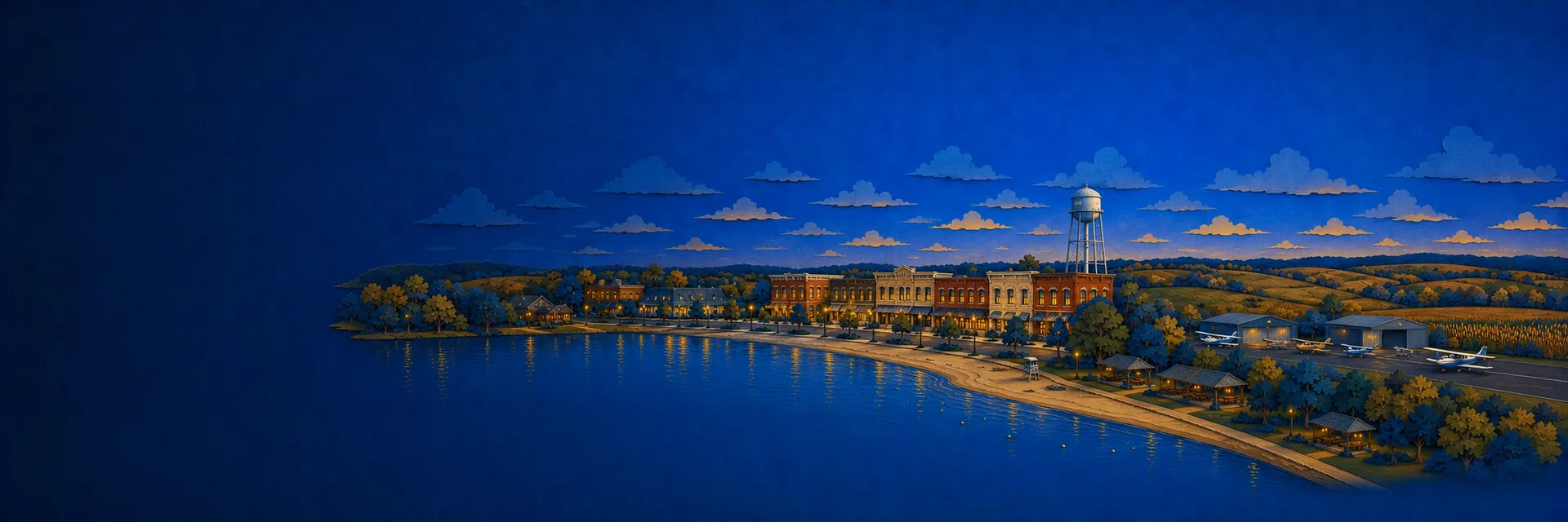 Paper cut illustration of Lakeville, Minnesota landmarks