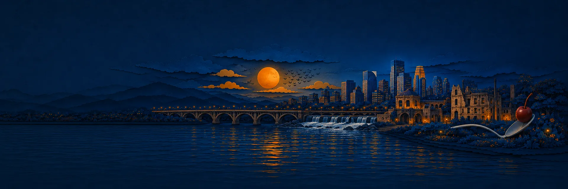 Paper cut illustration of Minneapolis, Minnesota landmarks