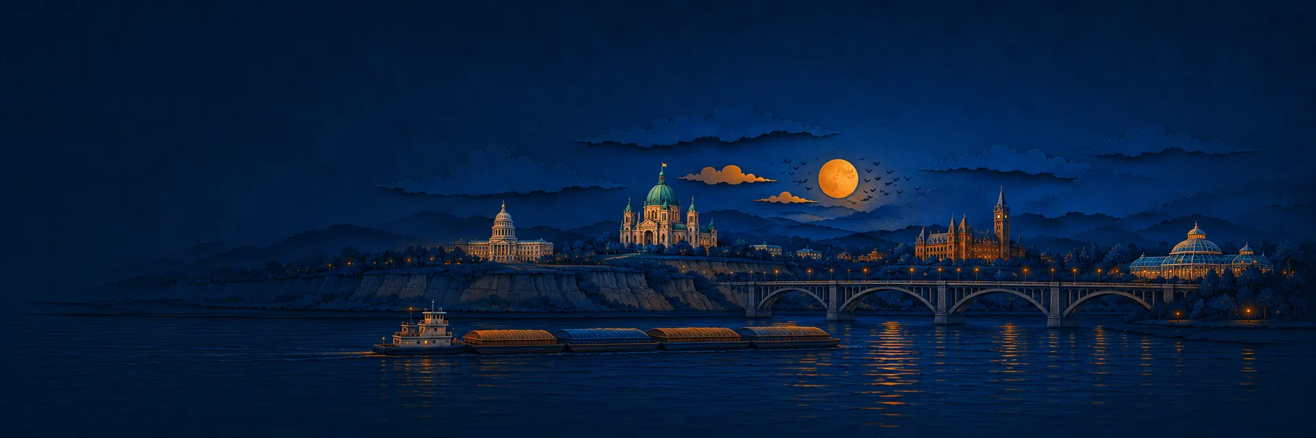 Paper cut illustration of St. Paul, Minnesota landmarks