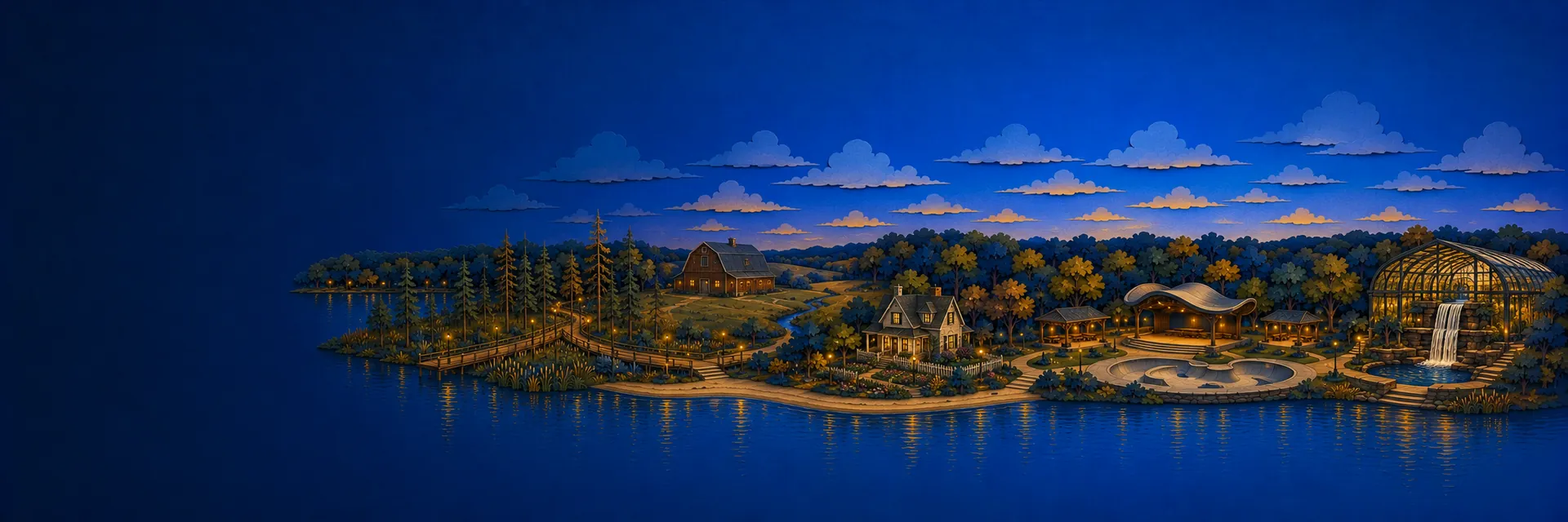 Paper cut illustration of Woodbury, Minnesota landmarks