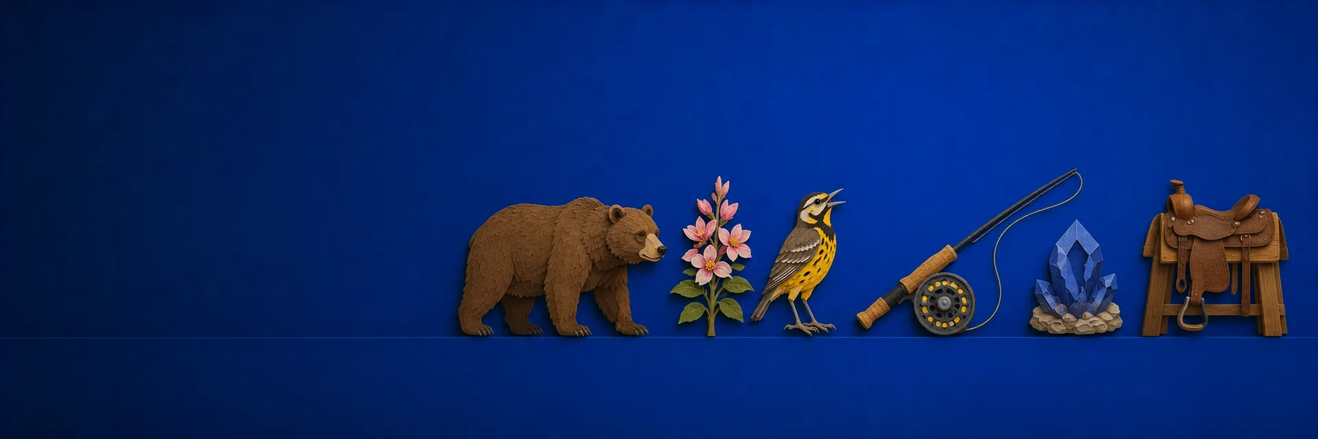 Paper cut illustration of Montana state symbols
