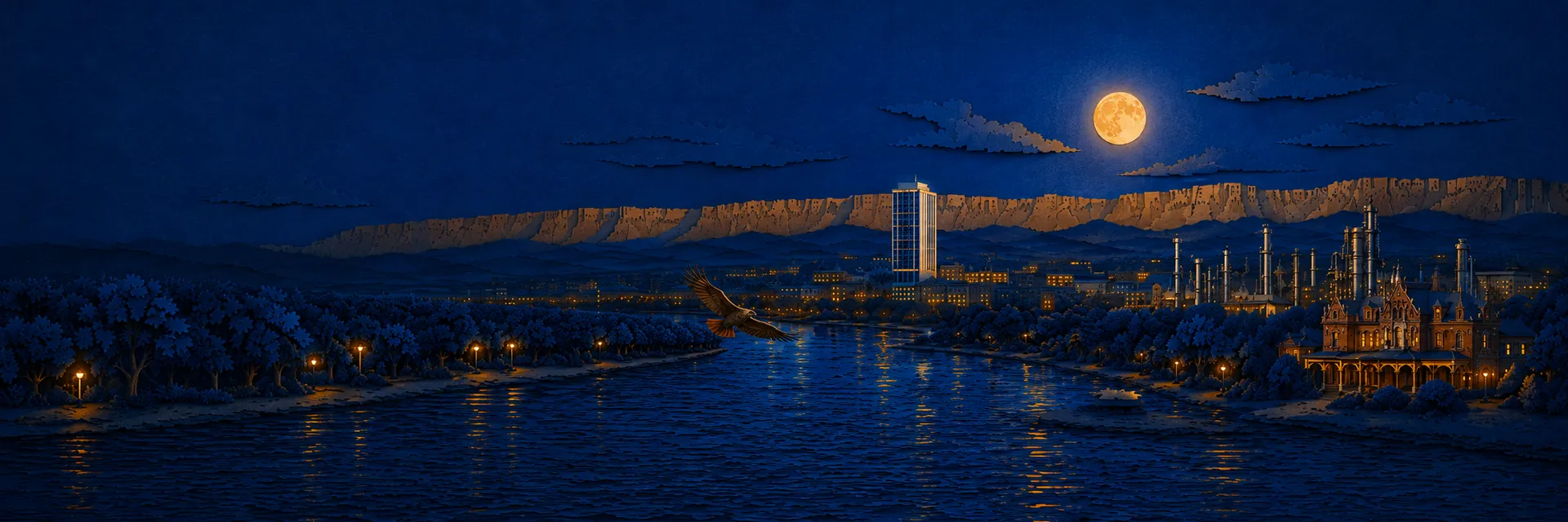 Paper cut illustration of Billings, Montana landmarks
