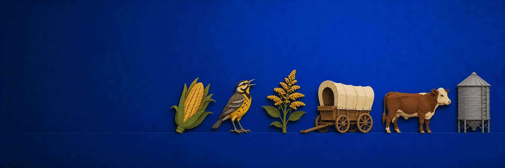 Paper cut illustration of Nebraska state symbols