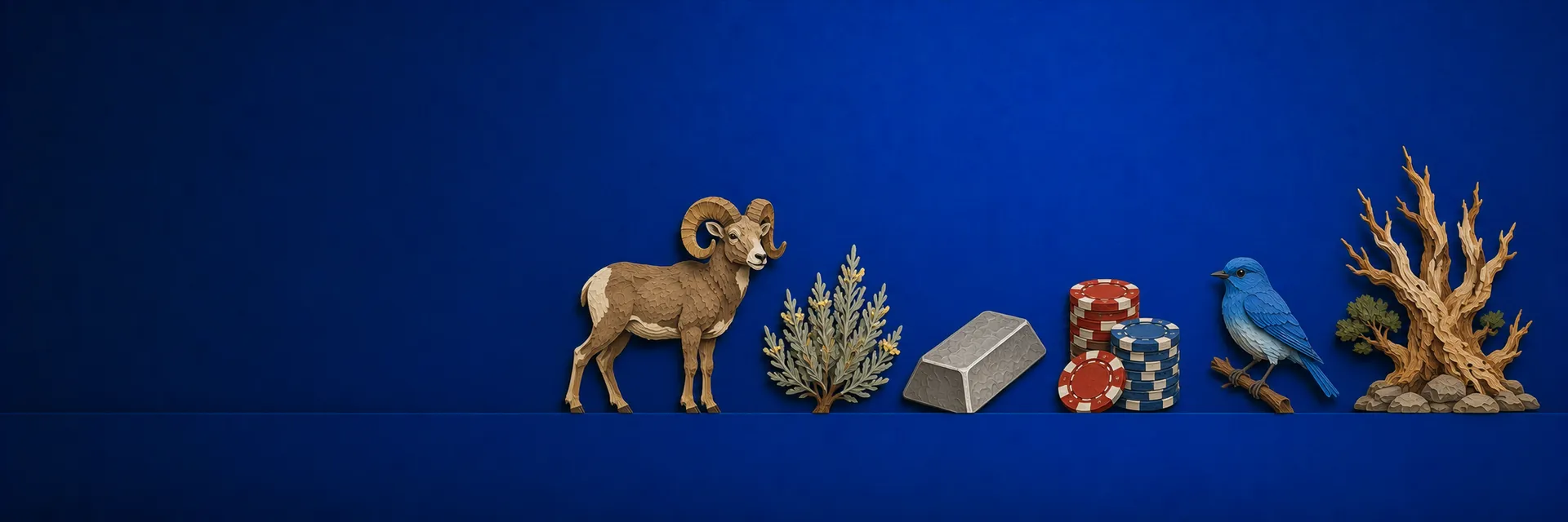 Paper cut illustration of Nevada state symbols
