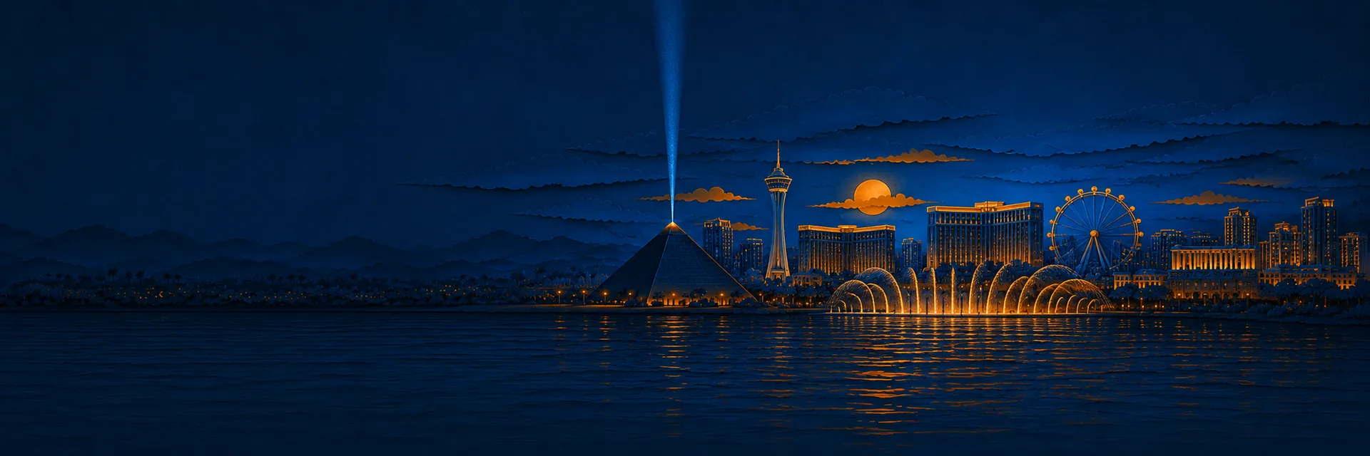 Paper cut illustration of Las Vegas, Nevada landmarks