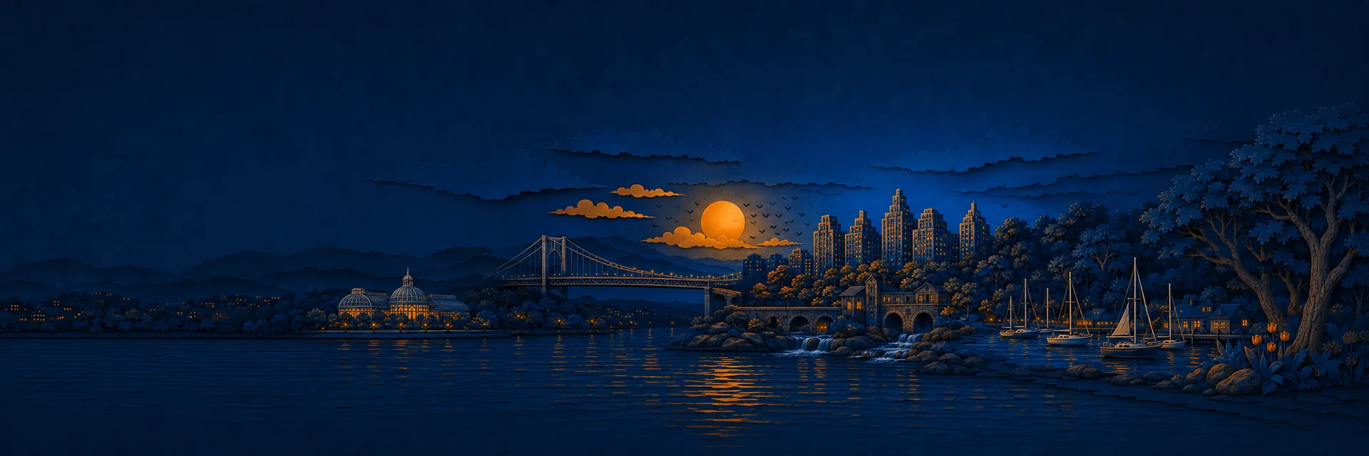 Paper cut illustration of Bronx, New York landmarks