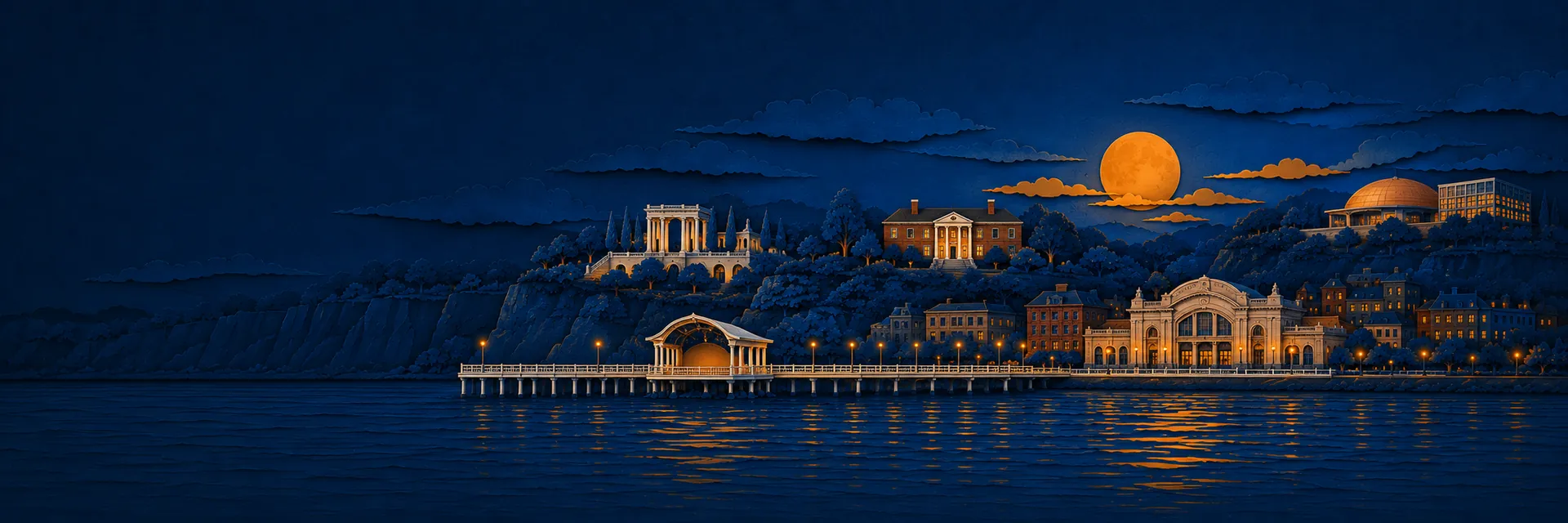 Paper cut illustration of Yonkers, New York landmarks