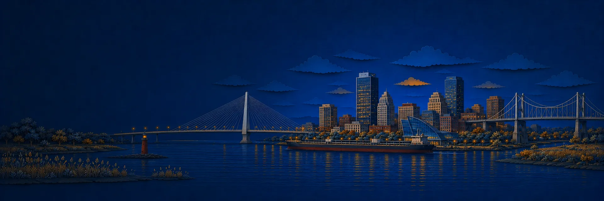 Paper cut illustration of Toledo, Ohio landmarks