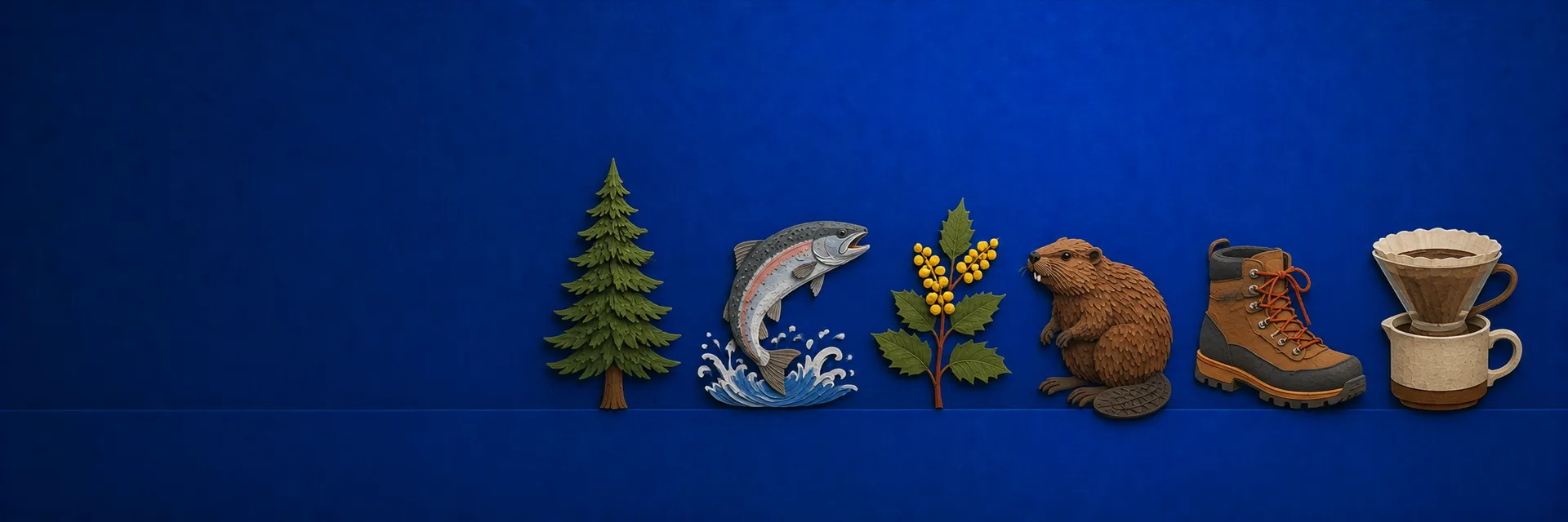 Paper cut illustration of Oregon state symbols