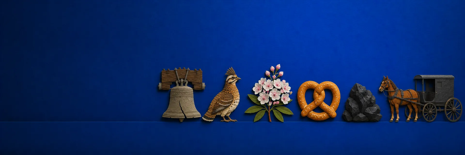 Paper cut illustration of Pennsylvania state symbols