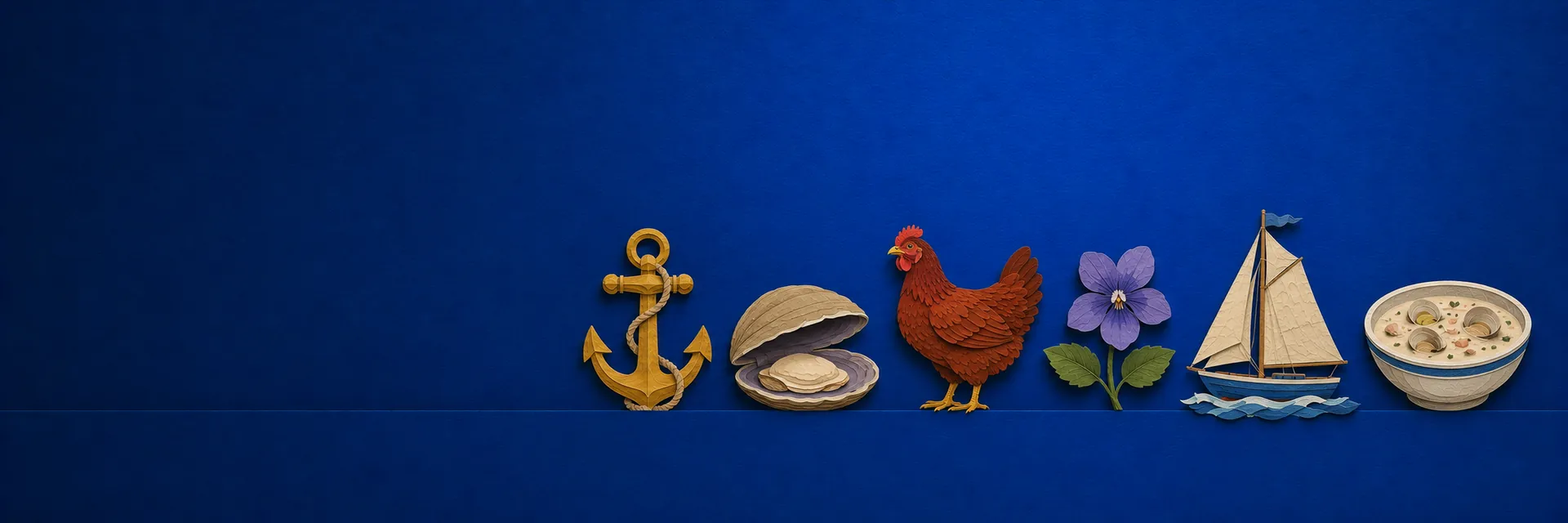 Paper cut illustration of Rhode Island state symbols