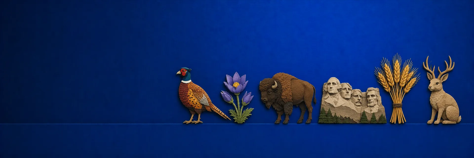 Paper cut illustration of South Dakota state symbols