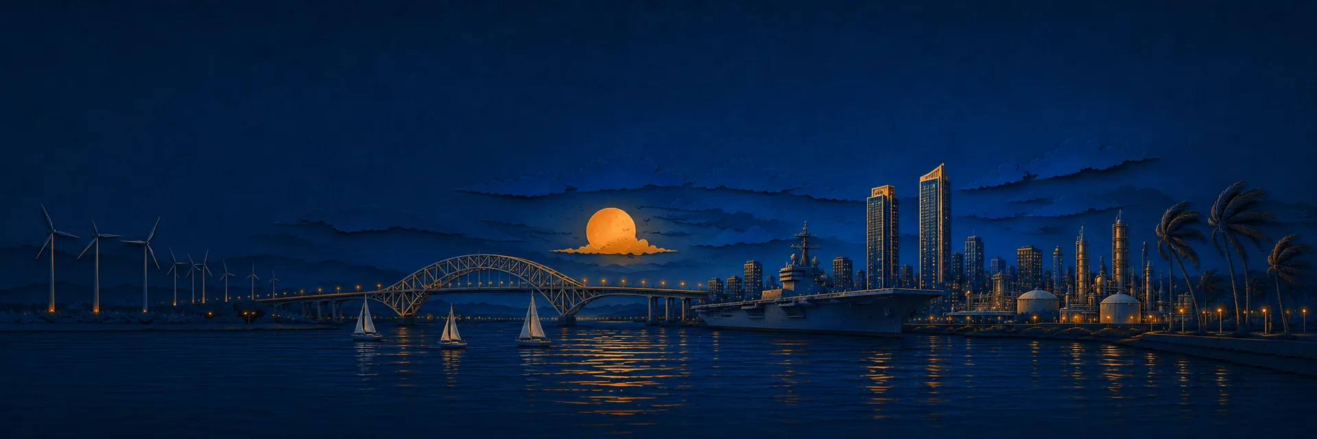 Paper cut illustration of Corpus Christi, Texas landmarks