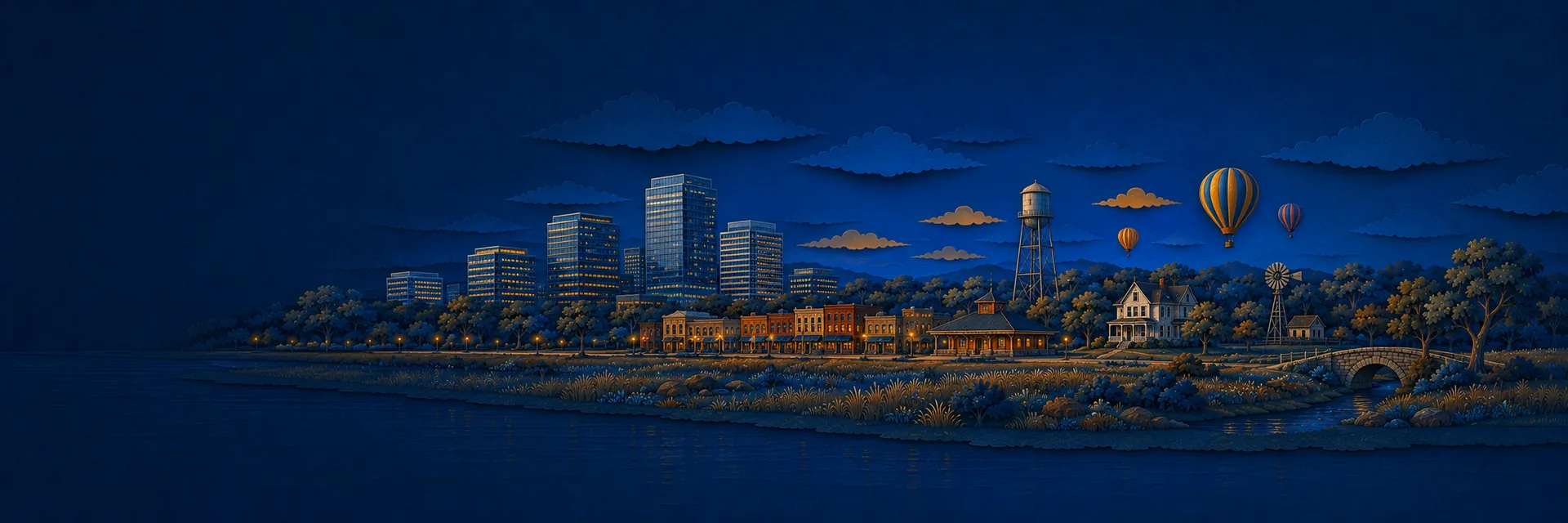 Paper cut illustration of Plano, Texas landmarks