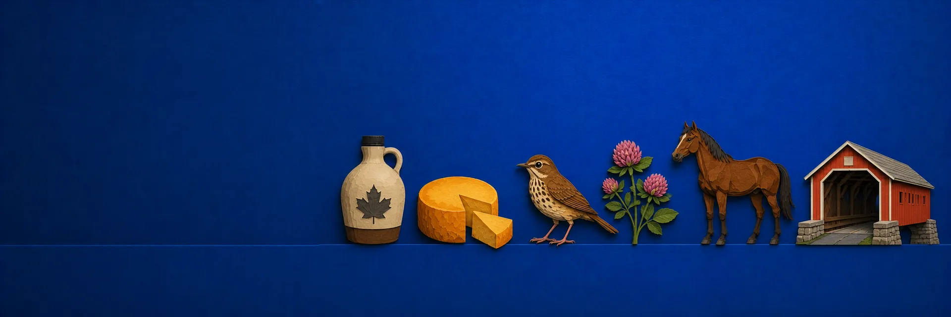 Paper cut illustration of Vermont state symbols