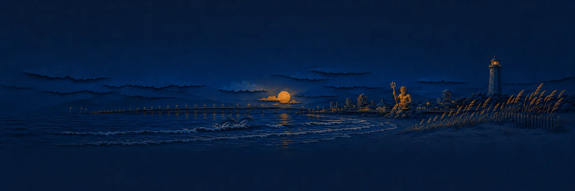 Paper cut illustration of Virginia Beach, Virginia landmarks