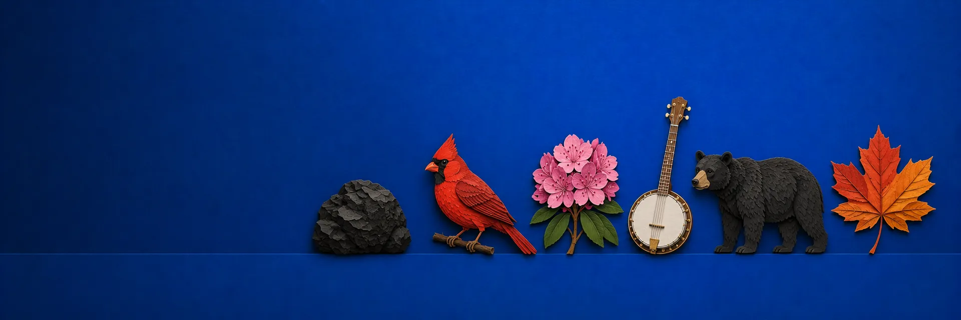 Paper cut illustration of West Virginia state symbols