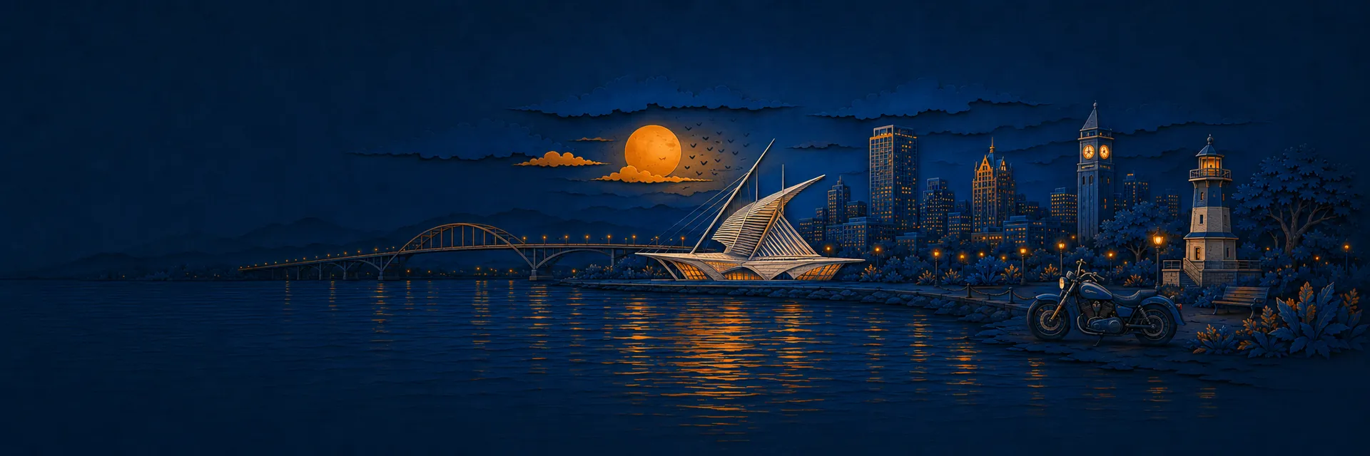 Paper cut illustration of Milwaukee, Wisconsin landmarks